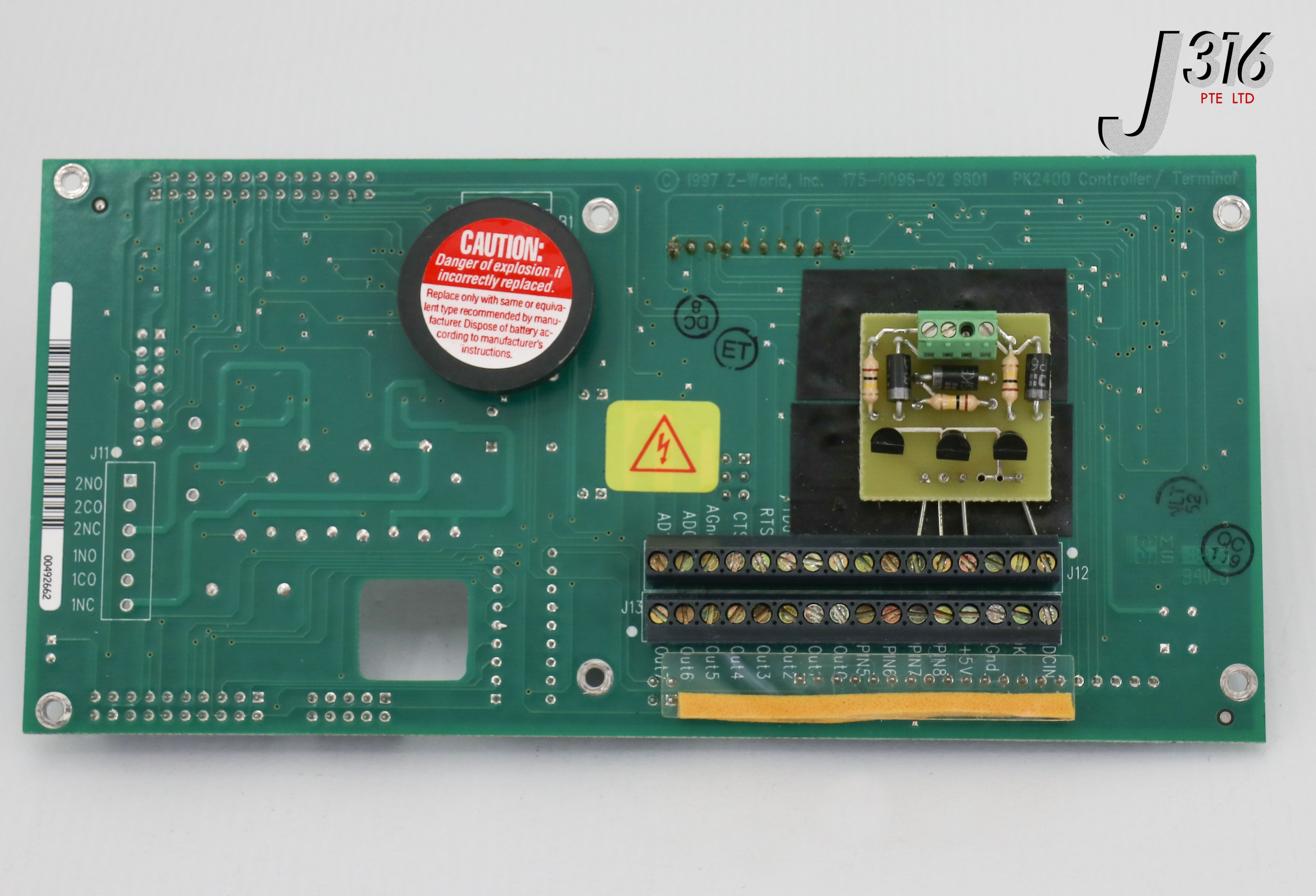 9 22885 Z-WORLD PCB, PK2400 CONTROLLER/ TERMINAL BOARD 175-0096-02
